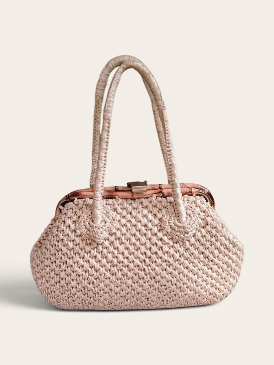 It's In The Bag by Ritter Handbags - 1960s It's In The Bag By Ritter Bamboo Crocheted Rafia Bag Made In Japan